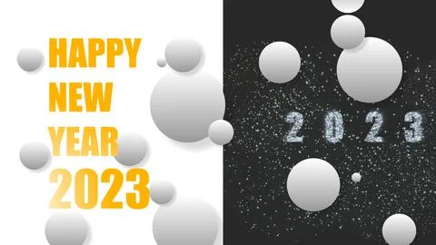 2023 of template white sphere background. Firework 2023 happy New Year dark Illustrazione stock