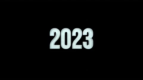 2023 text number 3d animation white color in black isolated background. Motion Stock Footage 232775455