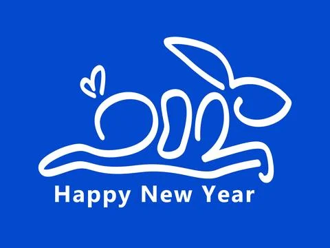 2023 Typography Text Logo with a rabbit Concept Happy New Year Stock Illustration