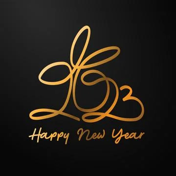 2023 Typography Text Logo with a rabbit Concept Happy New Year Stock Illustration