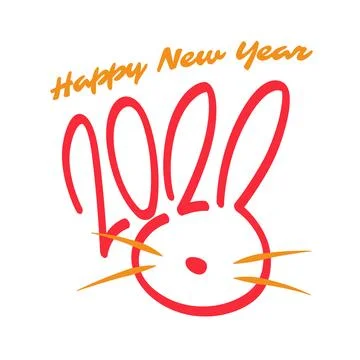 2023 Typography Text Logo with a rabbit Concept Happy New Year Stock Illustration