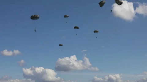2023 U.S. Army 10th Special Forces Group (Airborne) and German Army paratroopers Stock Footage 248426545