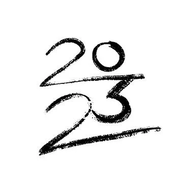 2023 vector crayon hand-drawn numbers vertical composition. 2023 number des.. Stock Illustration