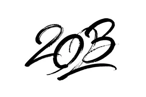 2023 vector crayon hand-drawn numbers vertical composition. 2023 number desig Stock Illustration