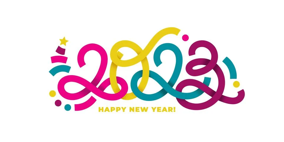 2023 vector marker hand-drawn numbers horizontal composition. 2023 number d.. Stock Illustration