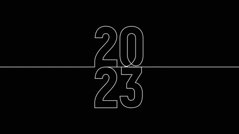2023 vertically year continuous line art animation on white black background Video stock 312544790