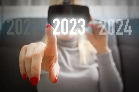 2023, virtualization technology with VR glasses, future, megatrends on internet Stock Photos