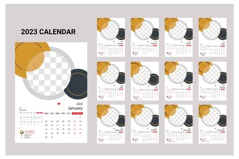 2023 Wall Calendar Layout. Wall Calendar Design for 2023, Schedule Calendar Stock Illustration