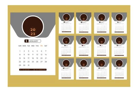 2023 Wall Calendar Layout. Wall Calendar Design for 2023, Schedule Calendar Stock Illustration
