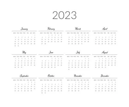 2023 year calendar template. Vector illustration Stock Illustration