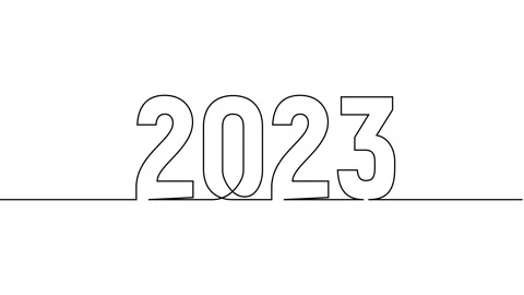 2023 year continuous single one line art drawing animation numbers video Stock Footage 313395635