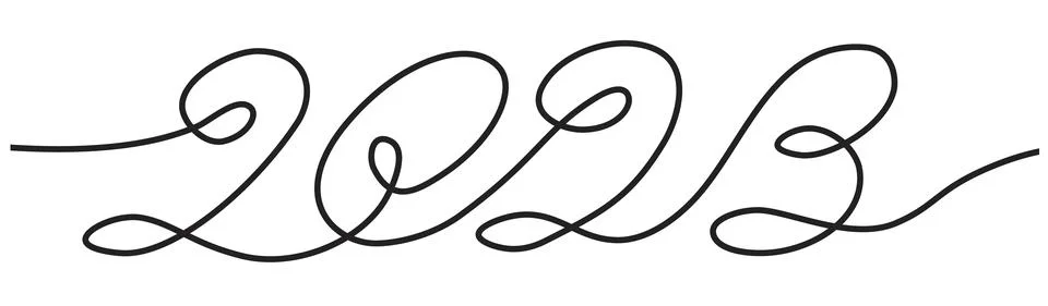 2023 year One Continuous line art drawing Stock Illustration