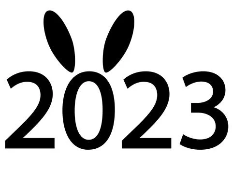 2023 year of the rabbit according to the eastern horoscope - vector silhouette Stock Illustration