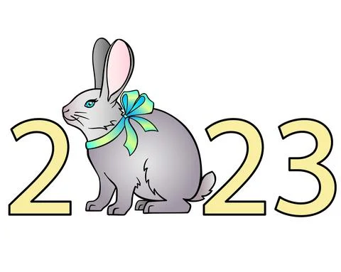 2023 year of the rabbit according to the eastern horoscope - vector full-color Stock Illustration