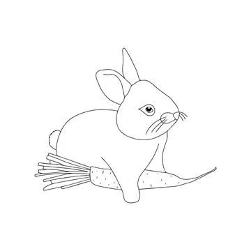 2023 year of the rabbit. Cute rabbit with a carrot. Symbol of the Chinese New Stock Illustration