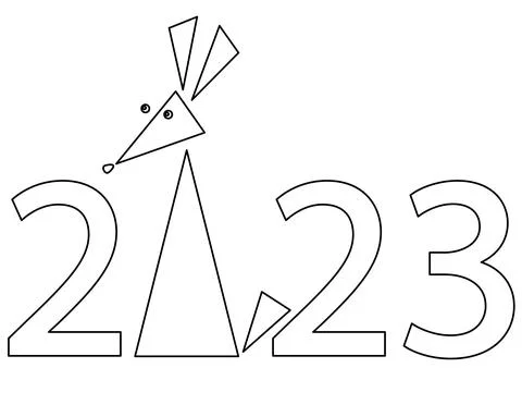 2023 year of the rabbit, date and stylized rabbit from triangles - vector linear Stock Illustration