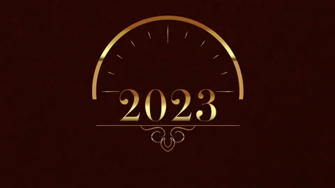 2023 years with gold clock on brown gradient Stock Footage 219715556