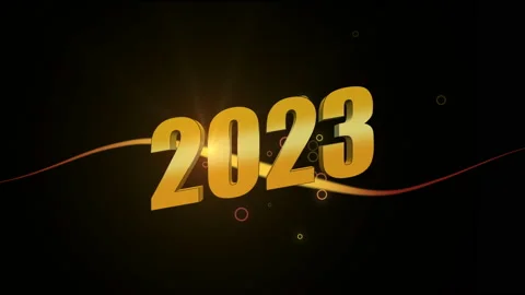 2023 years with waves and glitters on black gradient Video stock 219715563