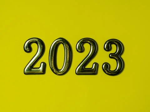 2023 on yellow background Stock Photos