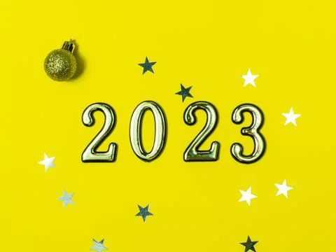 2023 on yellow background Stock Photos