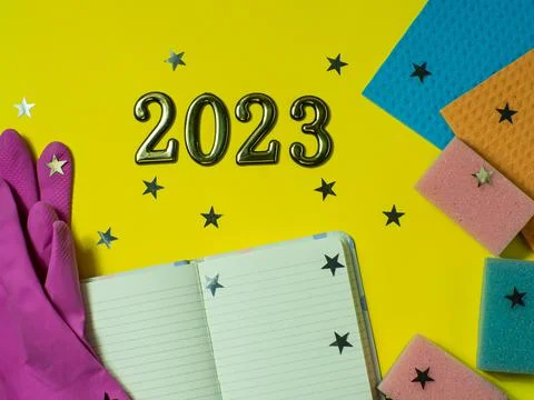 2023 on yellow background Stock Photos
