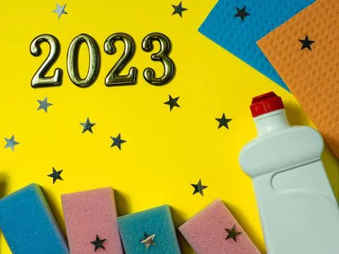 2023 on yellow background Stock Photos