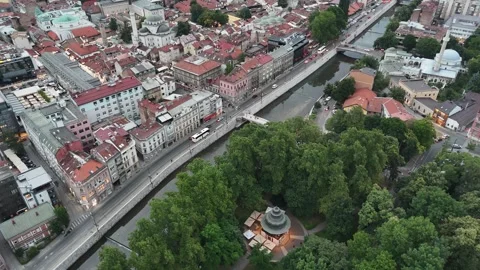2024-06-22 Rotating Panoramic Aerial Footage of Sarajevo Music Pavilion Park Stock Footage 295037431