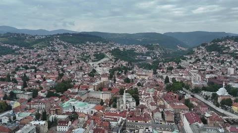 2024-06-22 Wide Panoramic Aerial Footage of Sarajevo City Stock Footage 295037774