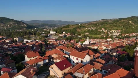 2024-08-11: Wide Panoramic Aerial View of Visoko, Bosnia and Herzegovina Stock Footage 294745141