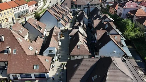 2024-10-22 Fly-over aerial footage of Travnik old town Stock Footage 295200476