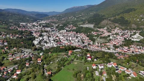 2024-10-22: Panoramic Forward Aerial Shot of Travnik Valley Stock Footage 294766001
