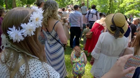 2024, 21st June  dance at Midsummer celebrations Stockholm, Sweden Video stock 277950473