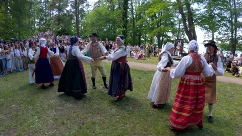 2024, 21st June Folk dance at  Midsummer celebrations Stockholm, Sweden Video stock 277941389