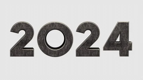 2024 3D Metal Text, Alpha Channel Stock Footage 238364491