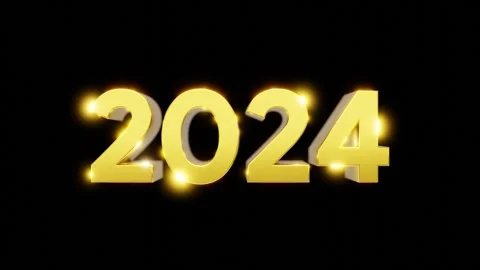 2024 3d number text gold illustration render Stock Footage 263687634