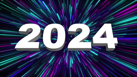2024 3d text concept with firework or light effect. Happy new year 2024 Video stock 252471160