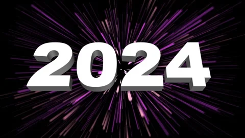 2024 3d text concept with firework or light effect. Happy new year 2024 Video stock 252661564