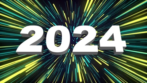 2024 3d text concept with firework or light effect. Happy new year 2024 Stock Footage 252661591