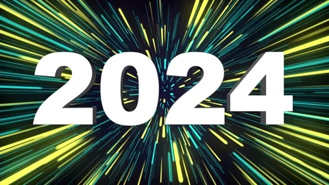 2024 3d text concept with firework or light effect. Happy new year 2024 Stock Footage 252661614
