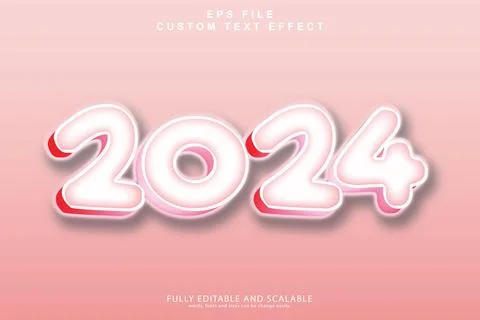2024 3D Text Effect Stock Illustration