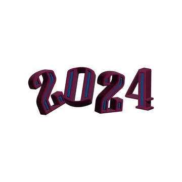2024 3d text effect vector illustration isolated Illustrazione stock