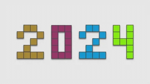 2024 Animation Pixel Text, Alpha Channel Stock Footage 237716947