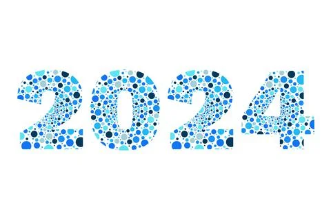 2024 blue circle vector symbol. New Year isolated bubbles icon Иллюстрация
