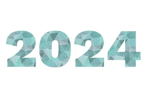 2024 blue triangle vector symbol. New Year isolated poly icon. Stock Illustration