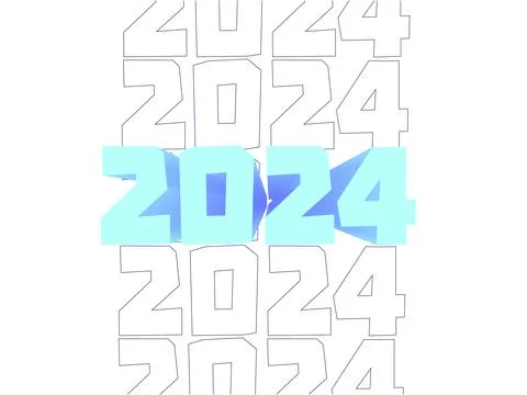 2024 Blue Typographic Vector Stock Illustration