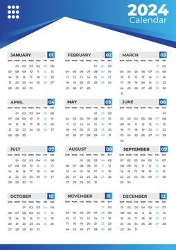 2024 Calendar template	 Stockillustratie