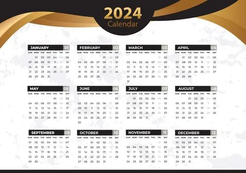 2024 Calendar template	 Illustrazione stock