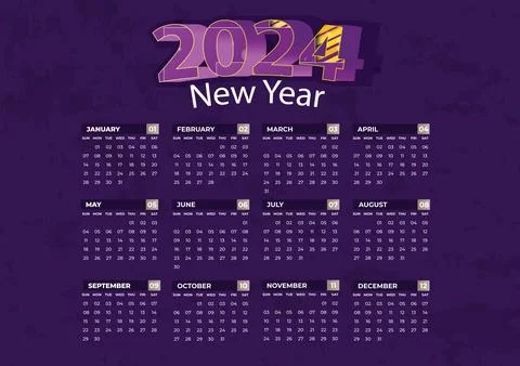 2024 Calendar template	 Stockillustratie