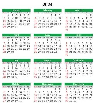 2024 calendar, vertical. Modern vector illustration. Plan your year Illustrazione stock