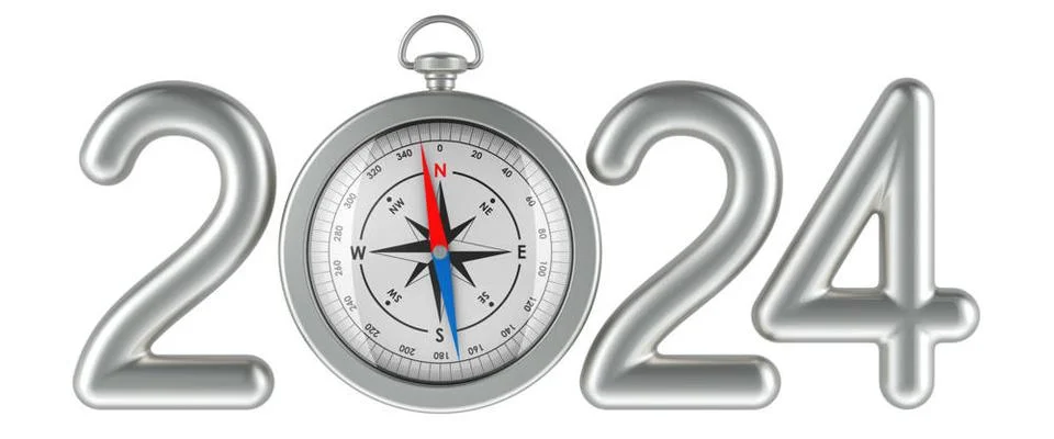 2024 concept with compass, 3D rendering 2024 concept with compass, 3D rend... Stock Photos